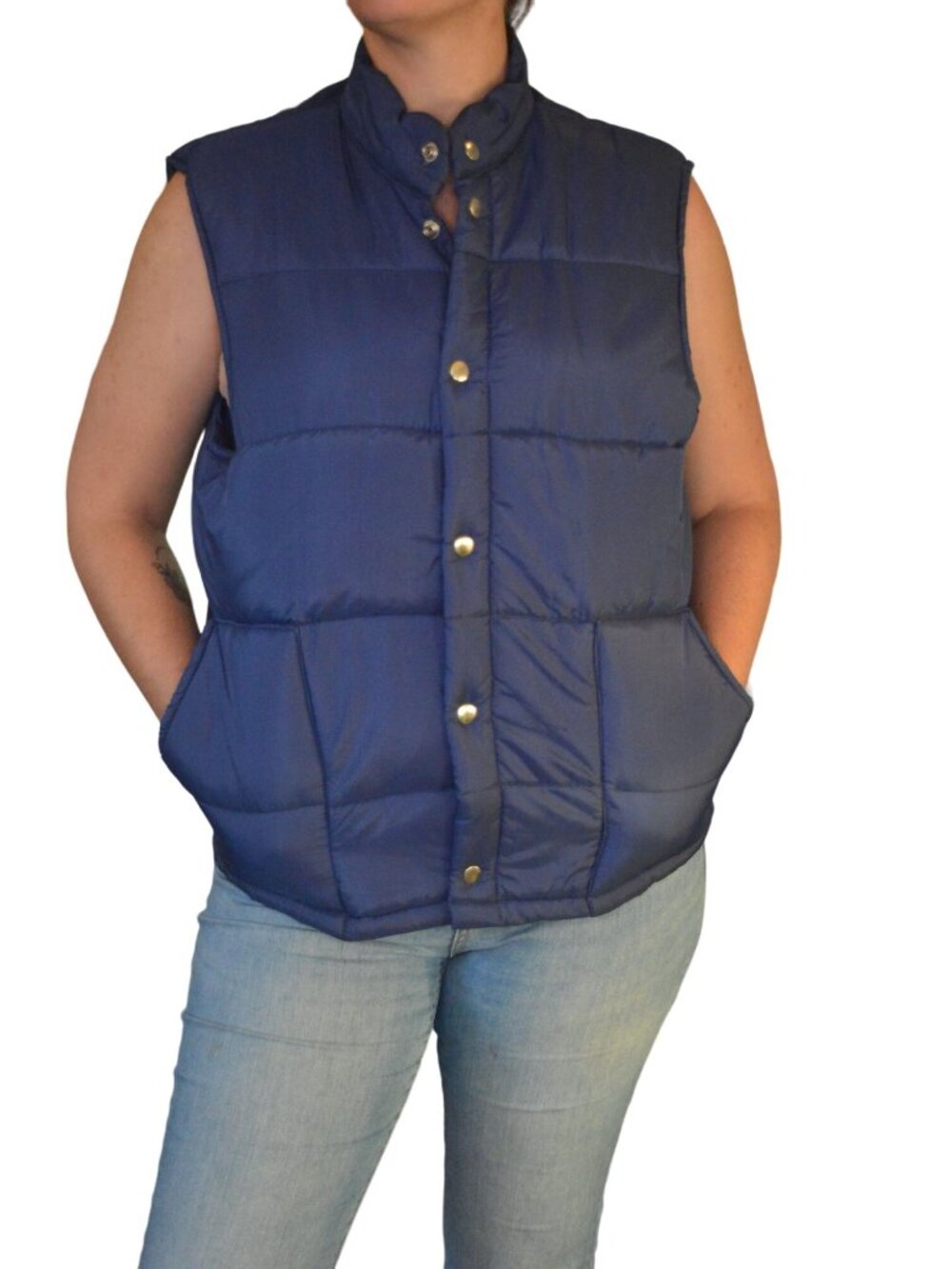 JCPenney Men's Vintage Blue Nylon & Polyester Puffer Vest Size L